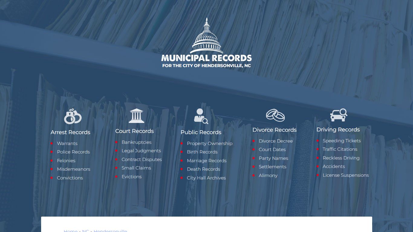 Municipal Records in Hendersonville nc