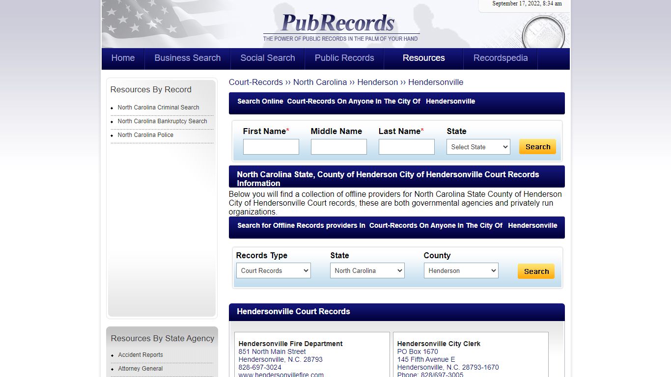 Hendersonville, Henderson County, North Carolina Court Records